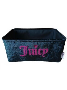 Juicy Couture Home Black Velour Sequin Storage Bin Basket NWT